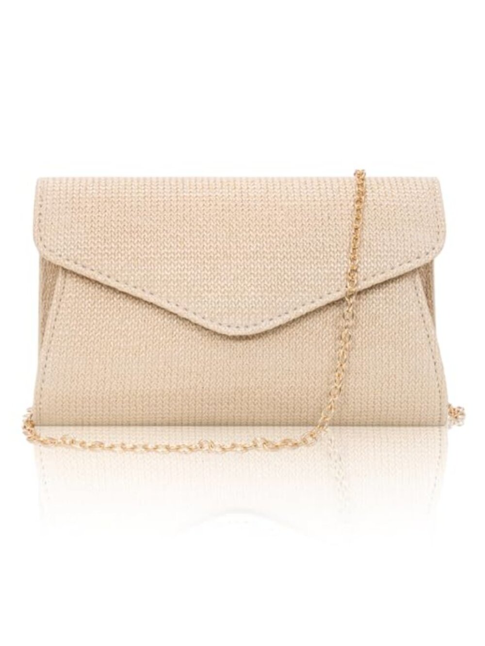 Woven Straw Clutch Envelope Handbag Chain Strap Evening Bag Wedding Prom